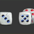 White Dice Featuring Red And Blue Dots For Family Game Night Use