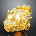 Golden Decorative Sculpture With Intricate Mechanical Details And Ornate Carvings