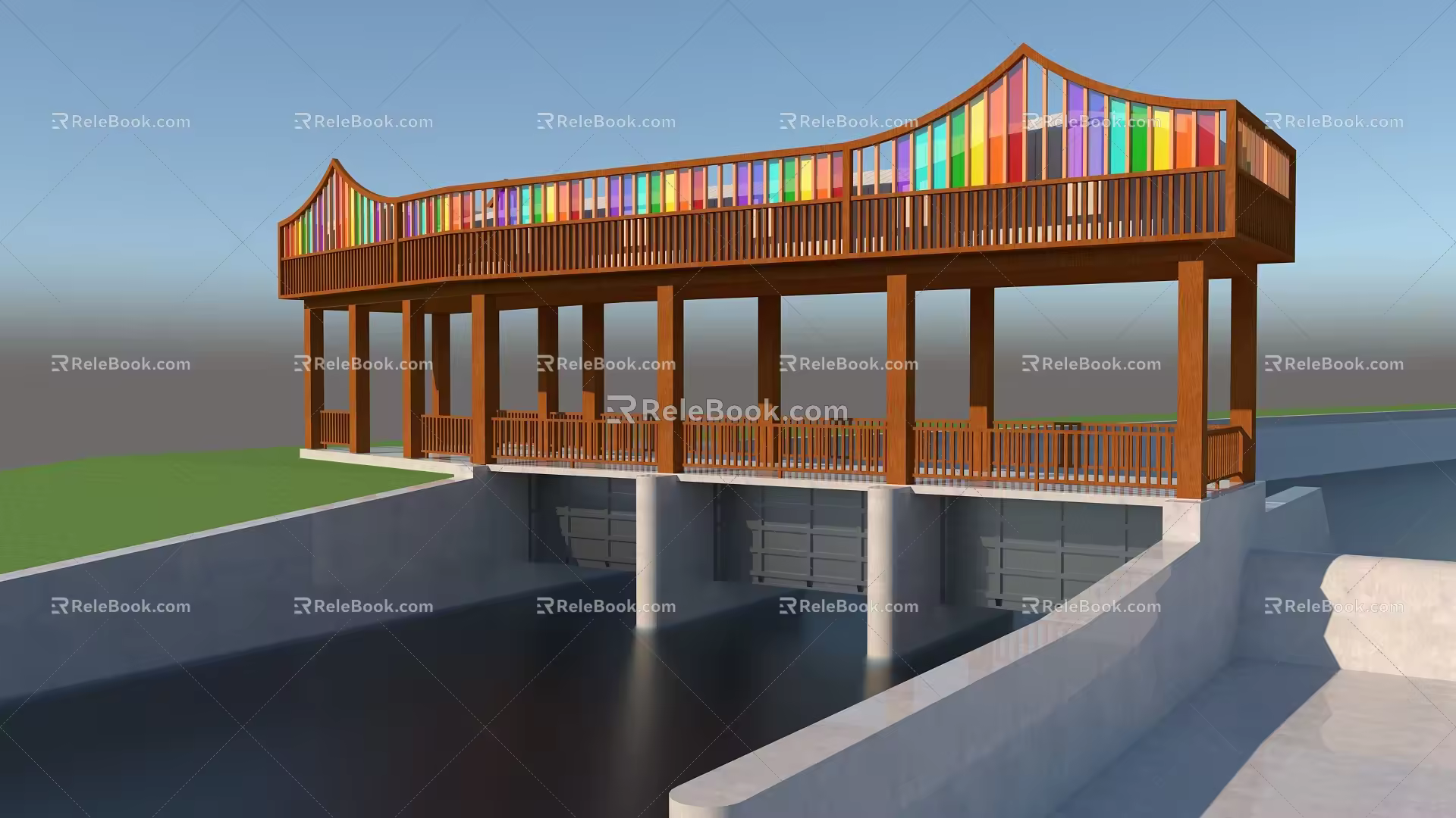 Sluice Landscape Bridge 3d model