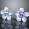 Elegant Flower Shaped Transparent Petals Earrings Featuring Shiny Gemstone Center