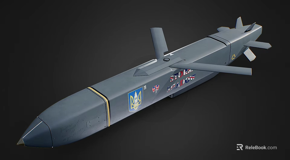 Detailed Industrial Submarine Model in Gray with Ukrainian Flag and Multiple Side Banners 3d model 