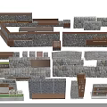 Various Background Wall Designs With Stone Wooden Panels And Decorative Elements 3d model