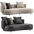 Modern Beige and Black Sectional Sofa With Various Colored Cushions 3d model