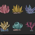 Colorful Coral and Seaweed Shaped Wall Decor with Vibrant Hues and Various Designs
