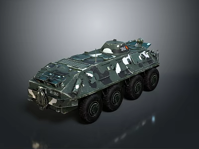 Modern Military Tank With Camouflage Paint Six Wheels And Armored Structure 3d model