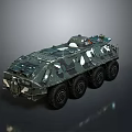 Modern Military Tank With Camouflage Paint Six Wheels And Armored Structure