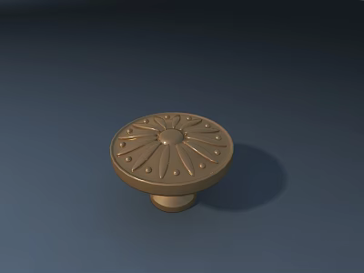 Golden Decorative Road Facility Knob With Radiant Pattern And Small Dots 3d model