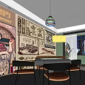 Vintage Chess and Card Room Hong Kong Style Chess and Card Room Mahjong Room Mahjong Table Combination Mahjong Hall Entertainment Space Sofa Coffee Table 3d model