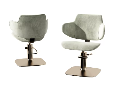 Modern Light Gray Velvet Office Chair With Adjustable Metal Base And Ergonomic Armrests 3d model