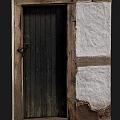 old wooden door black dirty wooden door 3d model