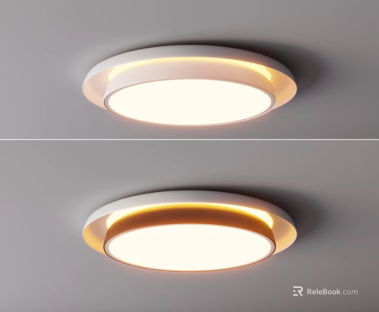 Round Modern Ceiling Light With Soft Glow And White Frame 3d model 