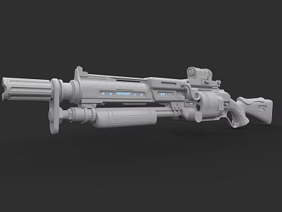 Futuristic Sci Fi Weapon With Scope Blue Glowing Strips And Mechanical Design 3d model