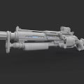 Futuristic Sci Fi Weapon With Scope Blue Glowing Strips And Mechanical Design