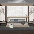 Modern Bedroom Interior Design With Paneled Headboard Wall Nightstands Decorative Paintings And Accent Chair