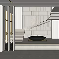 Modern Luxury Sales Office Interior With Staircase And Elegant Pendant Lights Design