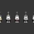 Multiple Different Colored Toy Tugboat Models As Water Transport Displays