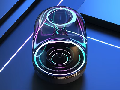 Modern Transparent Wireless Speaker With LED Light Ring And Sleek Design 3d model