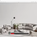 Modern sofa coffee table combination 3d model