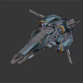 Futuristic Winged Sci-Fi Spaceship 3D Model With Blue Gray Design And Mechanical Details