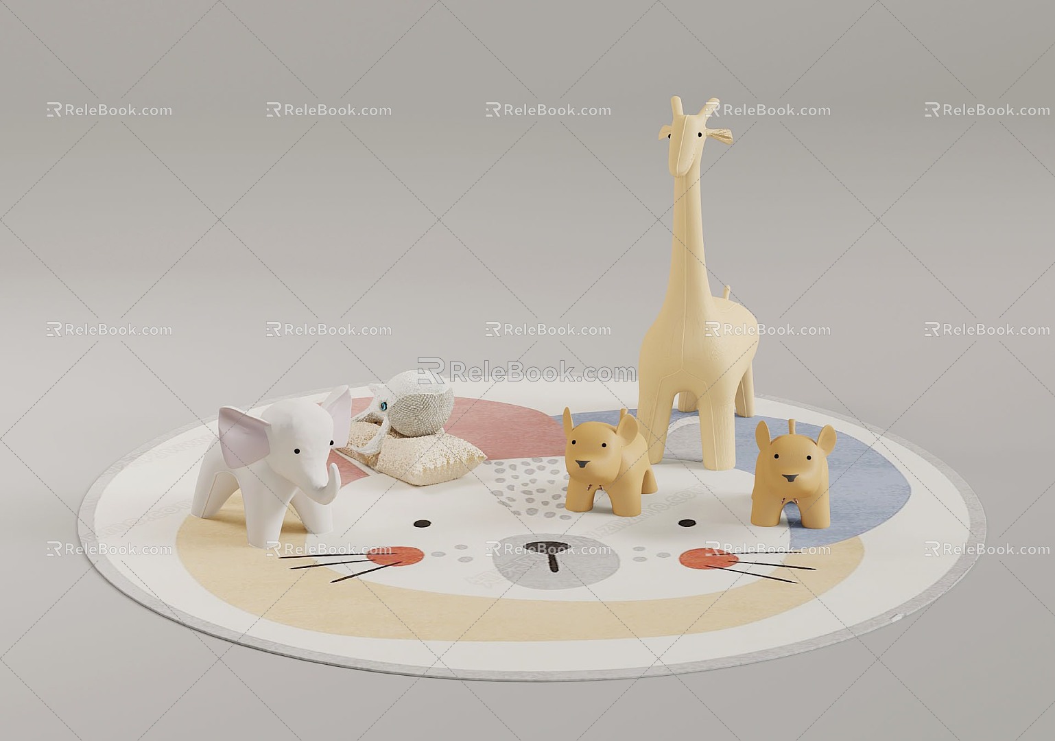 Modern children's toys animal doll children's carpet 3d model