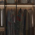 Modern Wardrobe With Glass Doors And Hanging Clothes Storage Compartments