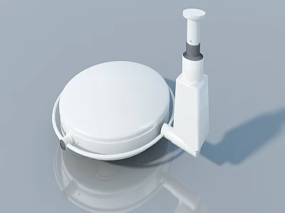White Swing Door Hinge Component With Circular Base And Vertical Rod Design 3d model