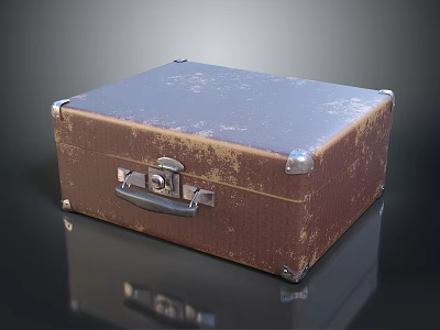 Vintage Brown Suitcase With Metal Lock And Reinforced Corners Classic Retro Travel Living Accessory 3d model