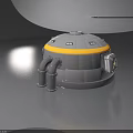 Gray And Yellow Swing Door With Circular Design Silver Pipes And Square Windows