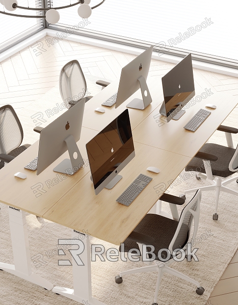 Modern office desk and chair combination model