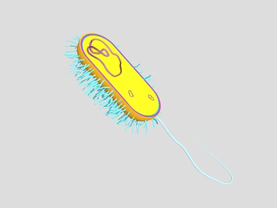 Detailed Yellow Oval Microorganism With Hair Like Structures And Long Tail 3d model