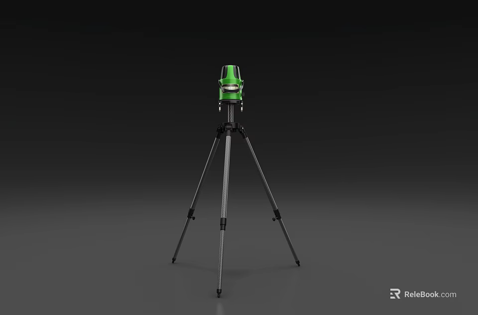 Green Industrial Measuring Equipment With Tripod Stand For Construction Applications 3d model 