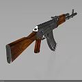 Vintage Rifle With Red Wooden Stock Grip And Shiny Metal Components Design