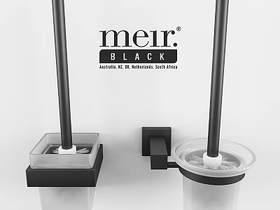 Meir Black Bathroom Wash Accessories With Wall Mounted Toothbrush Holder And Cup 3d model