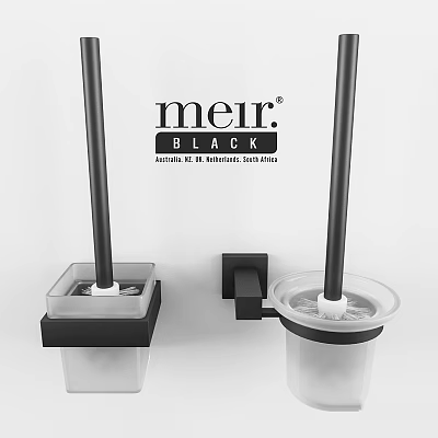 Meir Black Bathroom Wash Accessories With Wall Mounted Toothbrush Holder And Cup 3d model
