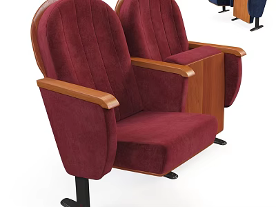 Red Upholstered Leisure Chairs With Wooden Armrests Black Base And Side Table 3d model