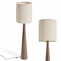 Modern Floor Lamp with Linen Lampshade and Walnut Wooden Stand