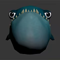Blue Shark Doll with Cartoon Style Big Eyes Sharp Teeth and Cute Design