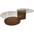 Modern Coffee Table With Glass Top And Wooden Circular Base Design
