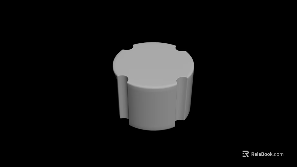 White Round Sofa Stool With Minimalist Design And Grooves For Living Room 3d model 