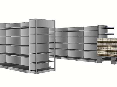 Modern Metal Display Shelves With Multiple Layers For Commercial Retail Storage 3d model