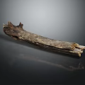 Natural Wooden Stone Piece With Textured Surface And Knots On Dark Background