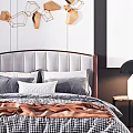Modern background double bed 3d model