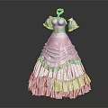 Elegant Light Purple Dress With Puffed Sleeves Cinched Waist And White Layered Skirt