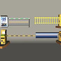 Road Facilities Featuring Yellow Automatic Gates E PASS Toll Booths And Electronic Displays 3d model
