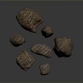 Natural Stone And Wood Texture Pieces Arranged On Dark Background