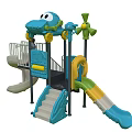 Kindergarten Outdoor Playground Structure With Blue Airplane Design Slides Stairs Windmill And Safe Features