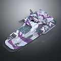 Sci Fi Cosmic Spacecraft Design With Purple White Camouflage And Weapon Structures 3d model