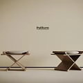 Poliform Modern Cross Legged Stools With Gray Cushions Design 3d model