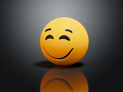 Yellow Smiley Face Decorative Ornament Set With Shiny Surface For Home Decoration 3d model