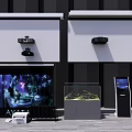 Smart Machines On White Roller Shutters With Projectors Dynamic Screens And Interactive Terminals